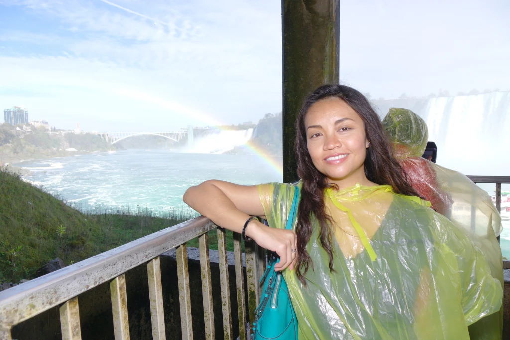 tour guest at journey behind the falls in Niagara Falls, Canada